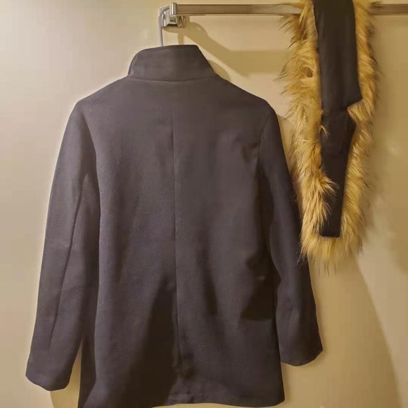 Patchwork Notched Lapel Men's Slim Coat Size M - Picture 3 of 6